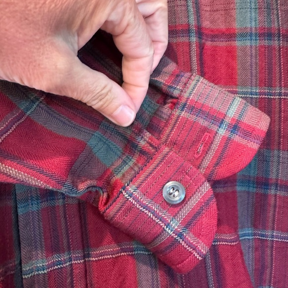 Vintage Burgany Plaid Pendleton Fine Worsted Wool Button Down Shirt / LG - Picture 5 of 11